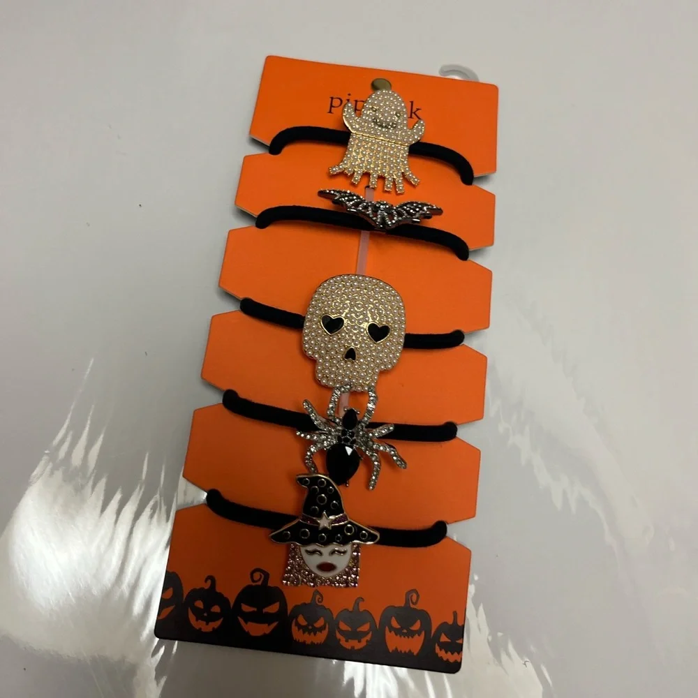 NWT ⚜️🖤⚜️ Piper K Gorgeous Halloween Elastic Hair Ties Set of 5!